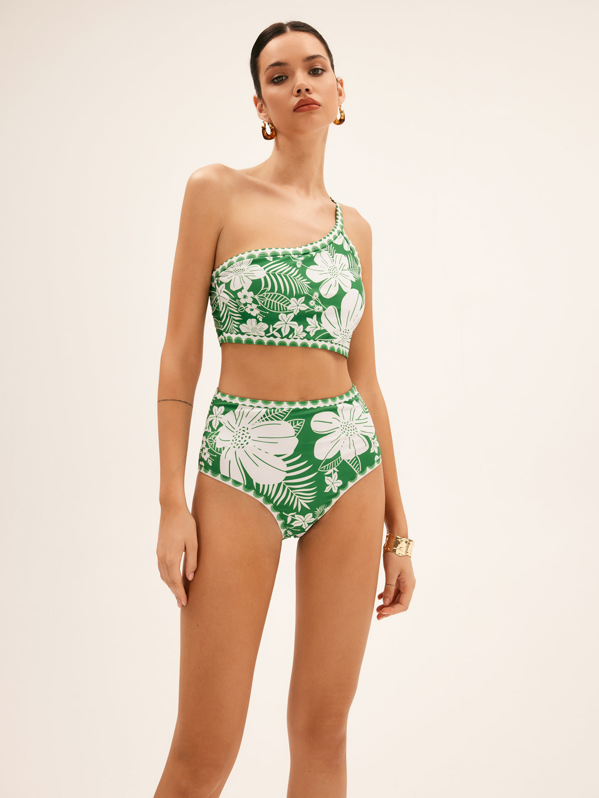 Floral Shoulder Bikini Set