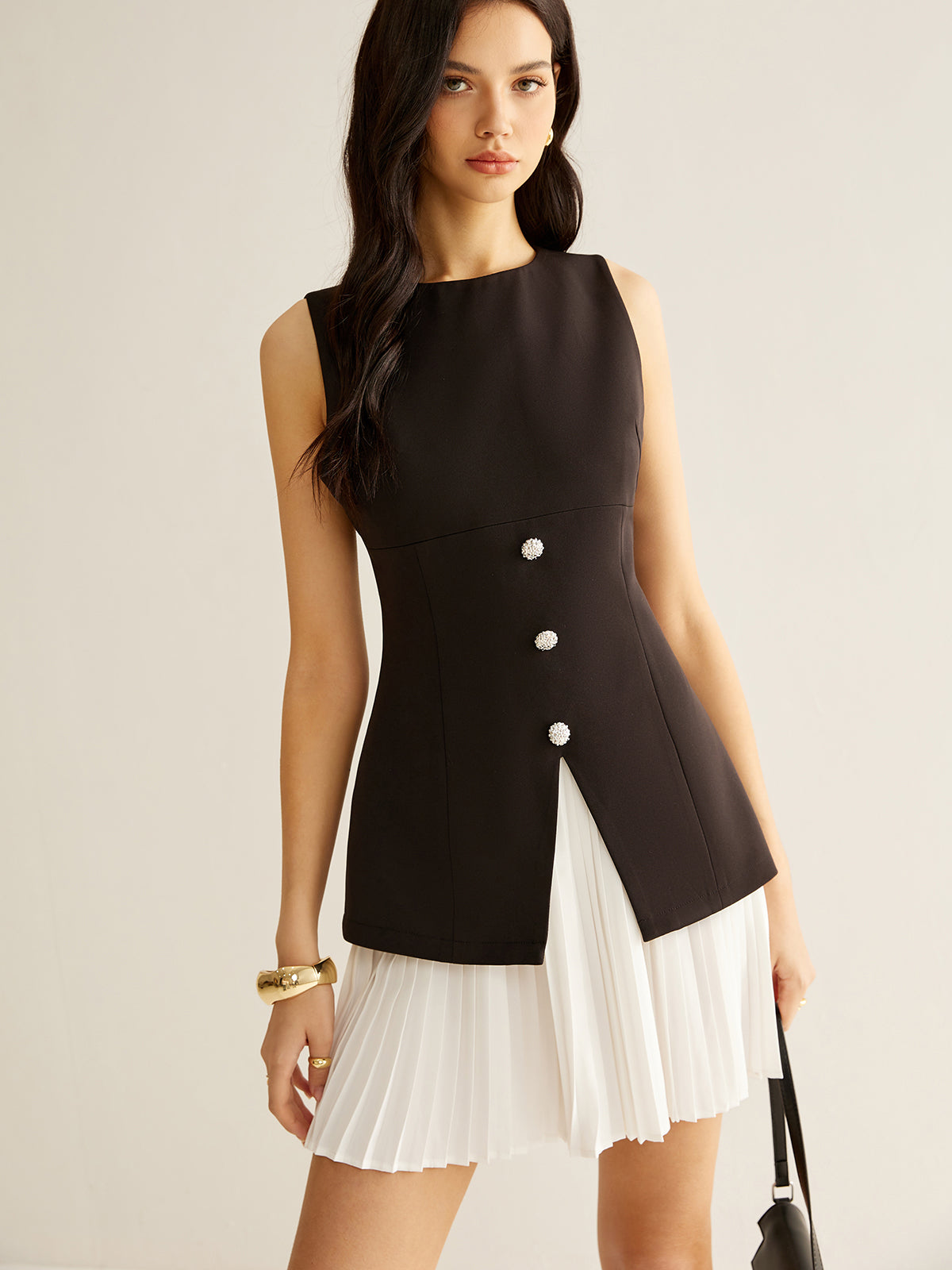 Color Block Pleated Dress