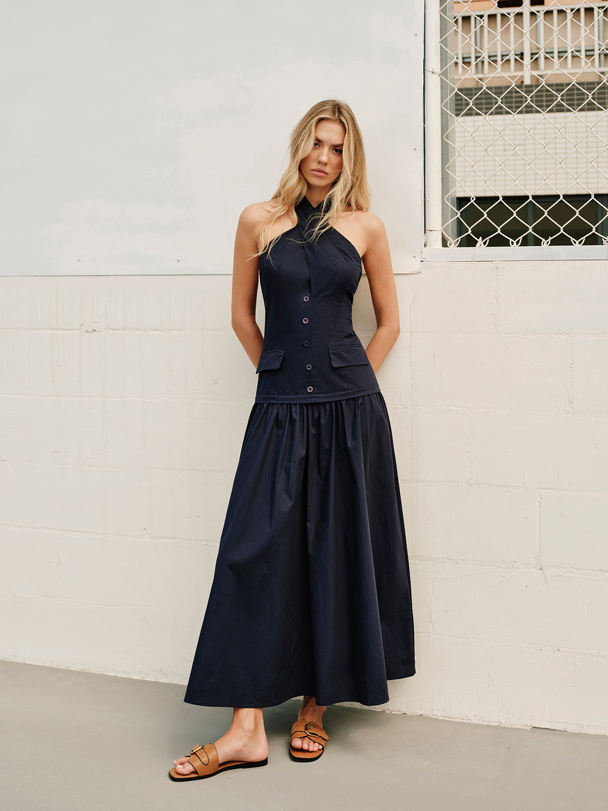 Halter Cross-Collar Dress