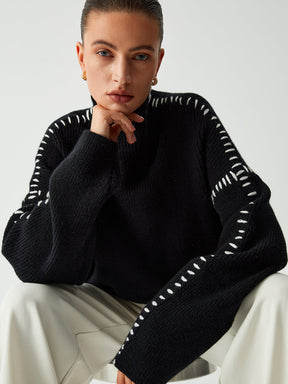 Contrast Stitch Knit Sweater