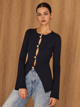 Split Button Cardigan