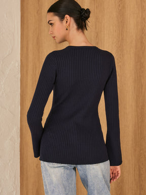 Split Button Cardigan