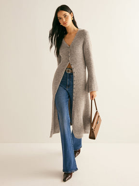 V-Neck Split Sweater Dress