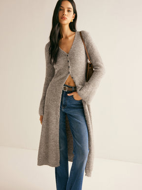 V-Neck Split Sweater Dress