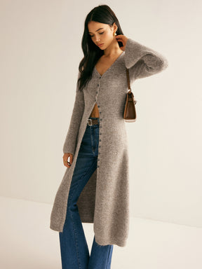 V-Neck Split Sweater Dress
