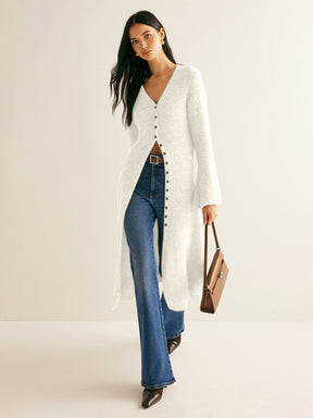 V-Neck Split Sweater Dress