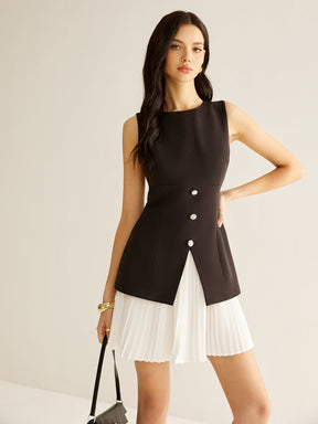 Color Block Pleated Dress