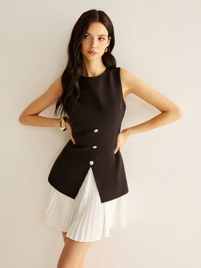 Color Block Pleated Dress