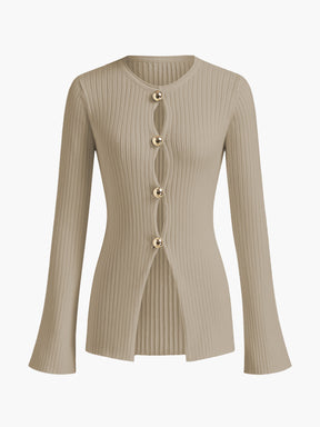 Split Button Cardigan