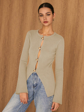 Split Button Cardigan
