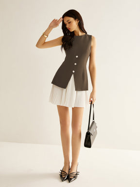 Color Block Pleated Dress