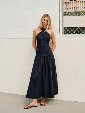 the sei cross front halter dress The Sei Cross Wrap Halter Dress