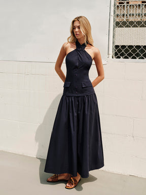 Halter Cross-Collar Dress