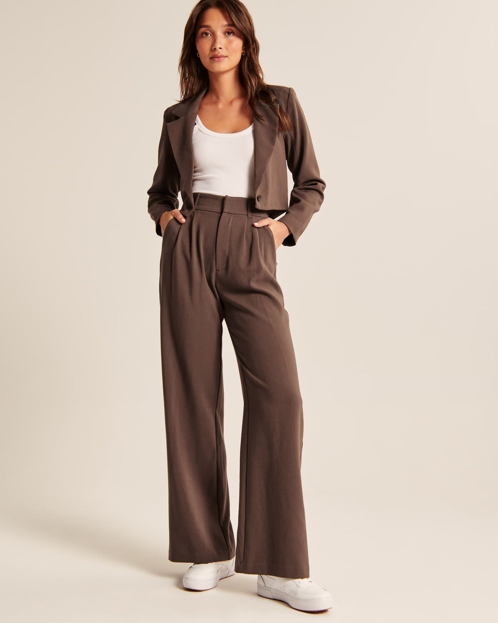High Waist Tailored Wide Leg Pants