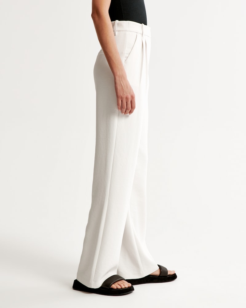 White Wide-Leg Tailored Pants