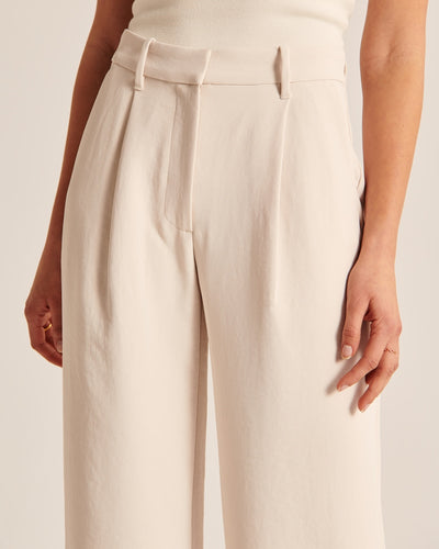 Wide Leg Trouser in Beige