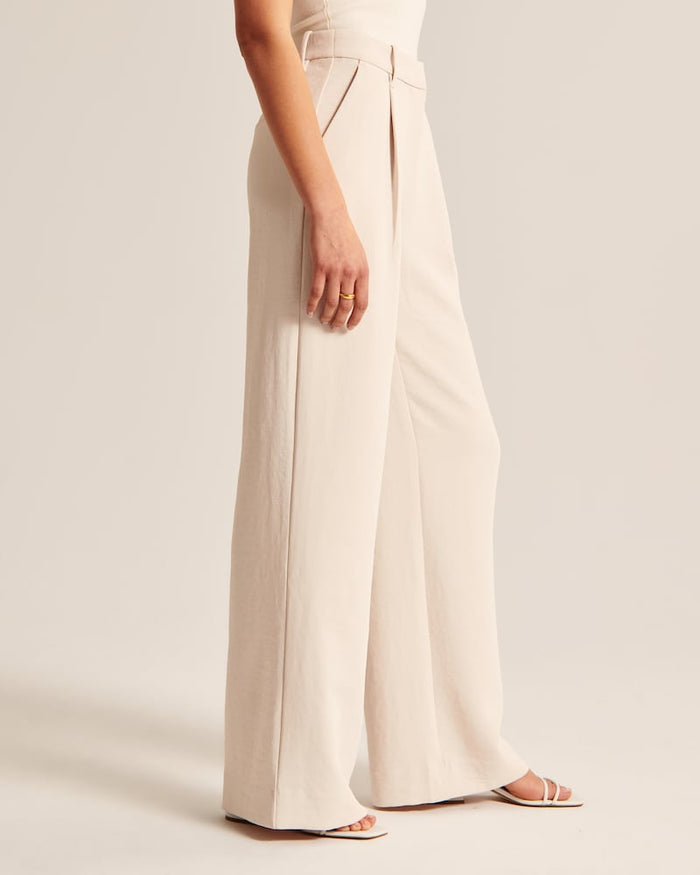 Premium Wide Leg Pants - Beige