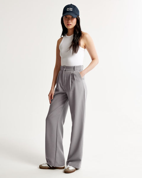 パンツ zoe grace trousers tuck wide trosers / gray | ZOE(ゾーイ) | BOTTOMS(パンツ