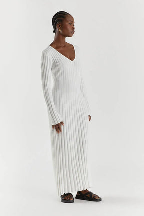 V-Neck Knit Maxi Dress