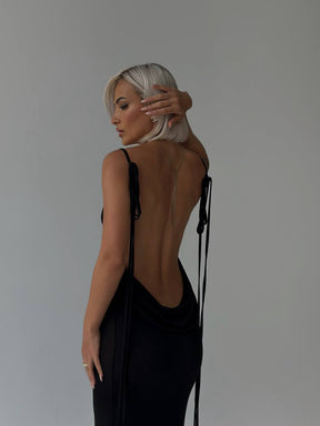 Black Backless Maxi Dress