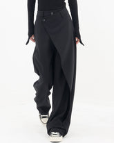 Layered Button Wide-Leg Pants